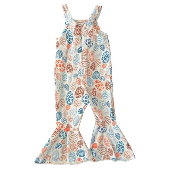 Small Shop Blue Ribbed Easter Egg Flare Jumpsuit 3 - Picture 5 of 5